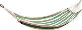 Liviza hangmat groen - wit | Katoen en polyester - inclusief bevestigingsmaterialen - hangmat bevestigingsset - hangmat met standaard 2 persoons - hangmatten