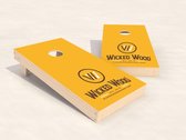 Officiële CORNHOLE SET (2 boards & 2x4 bags) - Wicked Wood Vinyl Wrap - 90X60CM - Geel