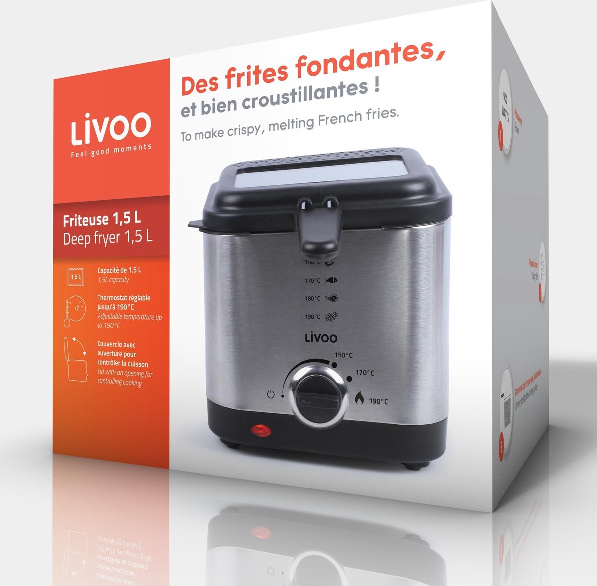 Livoo - Friteuse électrique 1,5 L revêtement anti adhésif filtre anti odeur  avec Témoins lumineux - Filtres - Rue du Commerce