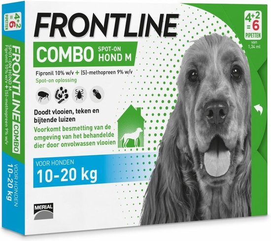 Frontline Combo M: van 10 tot 20 - Anti vlooienmiddel en tekenmiddel - Hond - 6... | bol.com