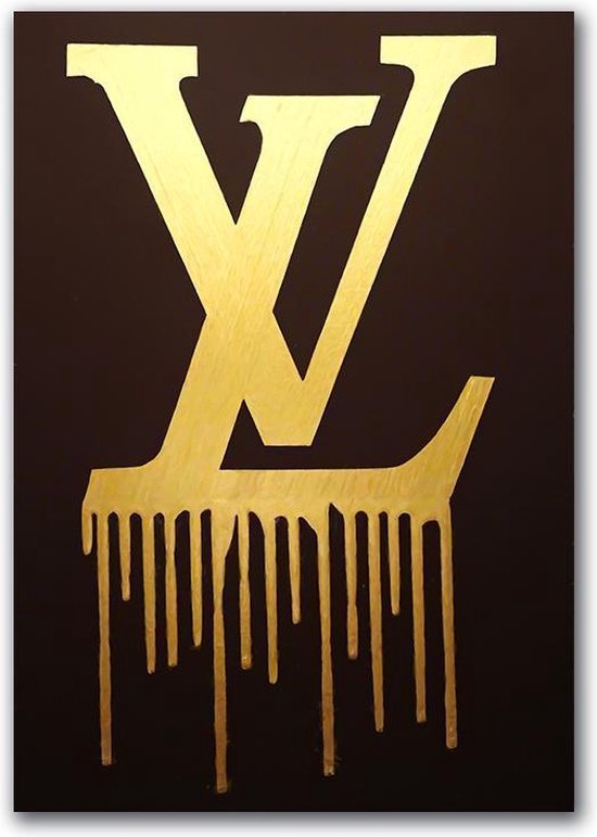 Experts schilderij doek met Exclusief gouden Louis vuitton logo maat 100x70CM... |
