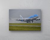 KLM Boeing 747-400 Take-Off Tirage aluminium - 60cm x 40cm - avec plaques de suspension - décoration murale aviation