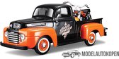 Ford F1 Pickup + Harley Duo Glide (Zwart/Oranje) 1/24 Maisto - Modelauto - Schaalmodel - Model auto - Harley Davidson