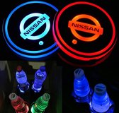 Coole Lichtgevende LED Onderzetters - Bekerhouders - Sfeerverlichting - LED Licht - Interieur Verlichting - 7 Verschillende Kleuren LED - Opladen via USB – Nissan