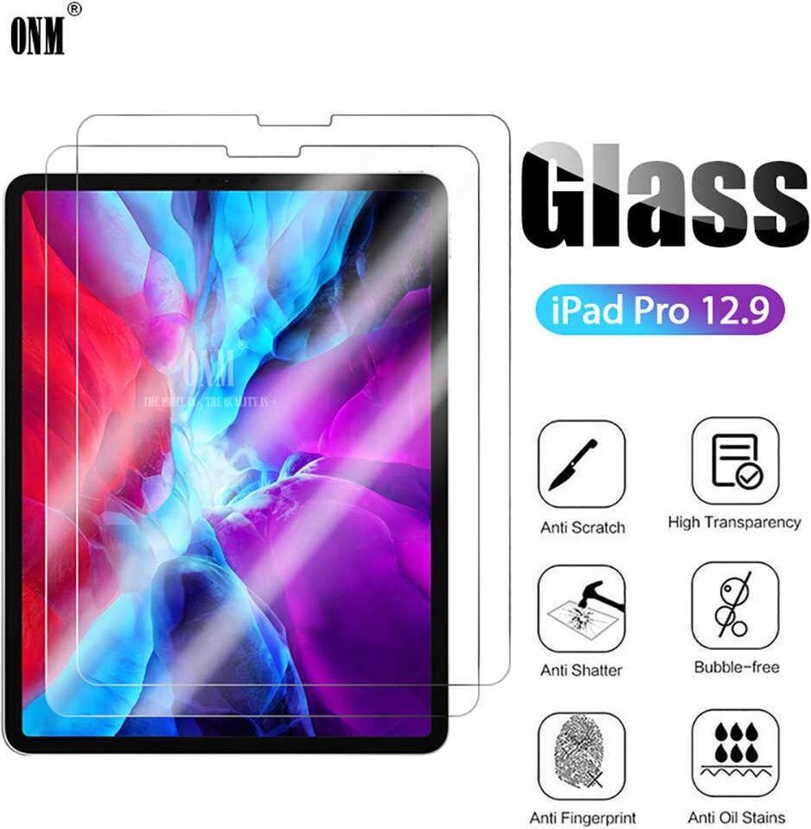 BixB iPad Pro 12.9 2020 - iPad Pro 12.9 2018 Screenprotector Glas - Screenprotector 2x