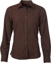 James and Nicholson Dames/dames Poplin-shirt met lange mouwen (Bruin)