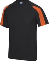 AWDis Just Cool Kids Unisex Effen Sport-T-shirt met Contrast (Jet Zwart/Elektrisch Oranje)