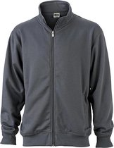 James and Nicholson Unisex Workwear Sweat Jacket (Koolstofgrijs)