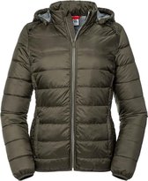 Russell Dames/dames Hooded Nano Jacket (Donkere Olijf)