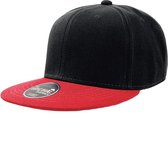 Atlantis Snap Back Flat Visor 6 Panel Cap (Zwart/Rood)