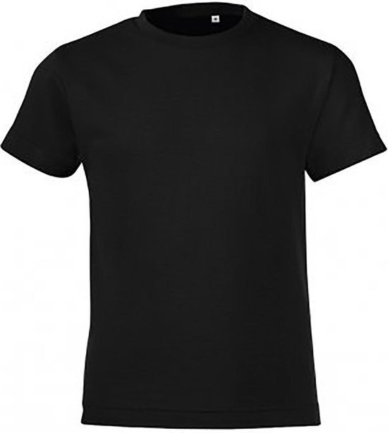 SOLS Kinderen/Kinderen Regent Korte Mouwen Aangepast T-Shirt (Diep zwart)