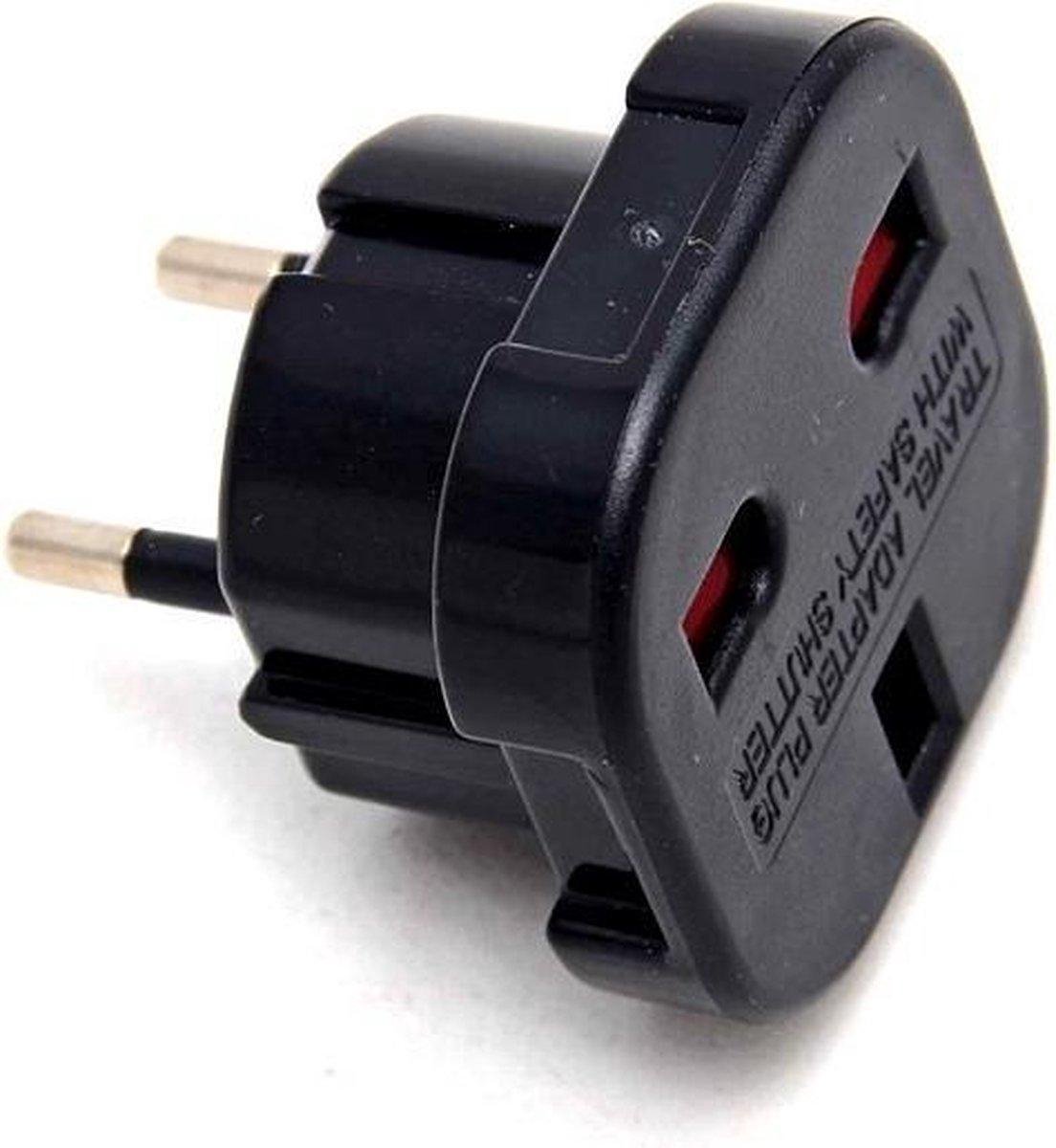 Reisstekker Engeland naar Europa Geaard / Zwart