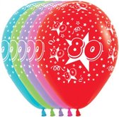 Ballonnen 80 jaar 8 stuks, Verjaardag , div kleuren, 100% biologisch afbreekbaar.