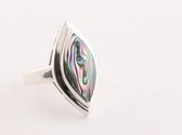 Hoogglans zilveren ring met abalone schelp - maat 18.5
