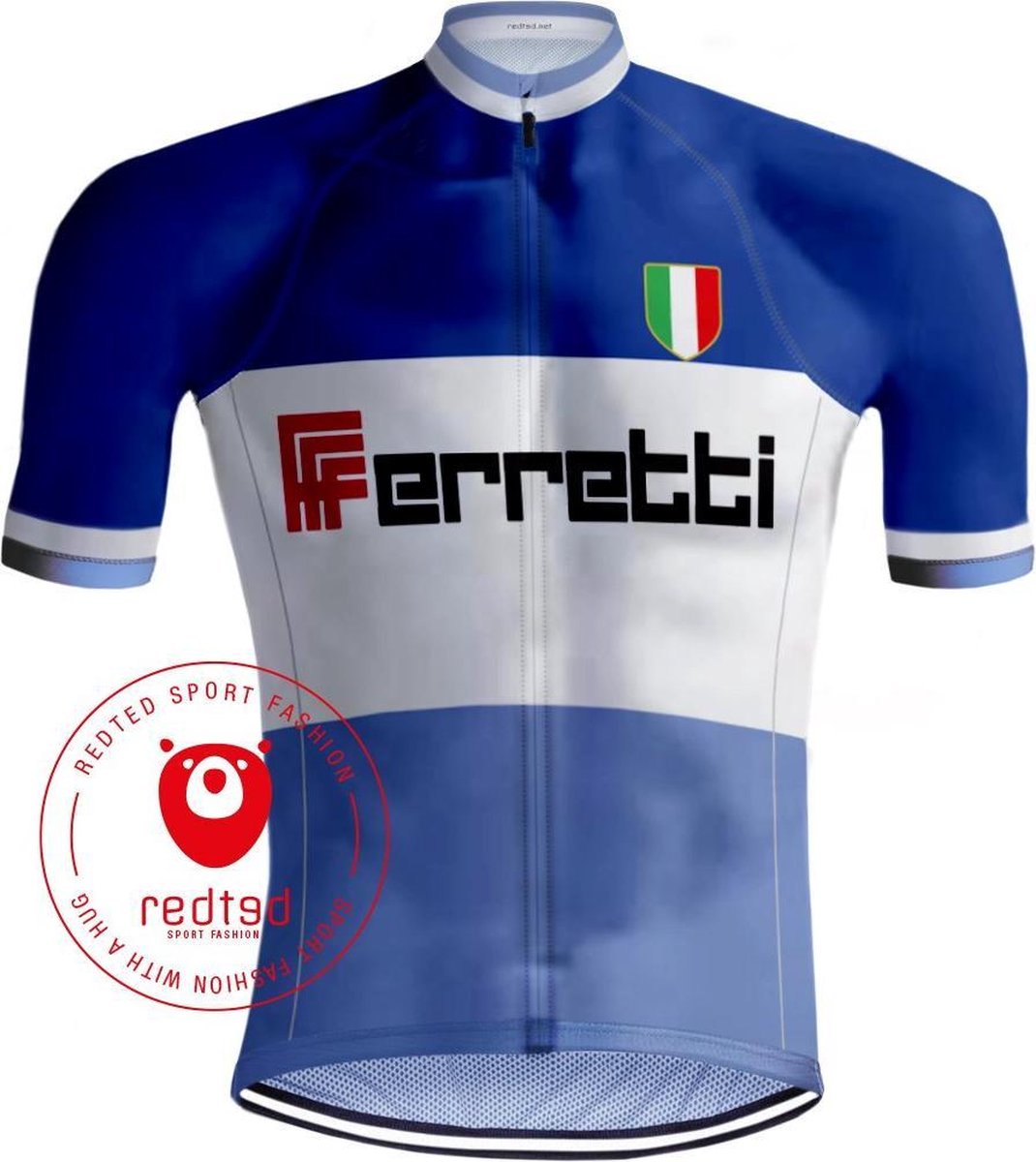 Retro Wielershirt Ferretti Blauw - REDTED - 3XL