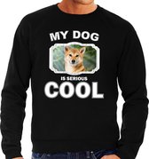 Shiba inu honden trui / sweater my dog is serious cool zwart - heren - Shiba inu liefhebber cadeau sweaters L