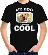 Labrador retriever honden t-shirt my dog is serious cool zwart - kinderen - Labradors liefhebber cadeau shirt L (146-152)