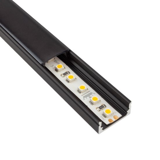2 meter aluminium led strip profiel opbouw - Zwart - 7 mm hoog - Slim line  - Compleet... | bol