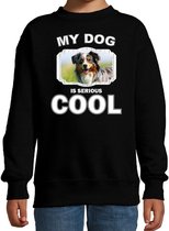 Australische herder honden trui / sweater my dog is serious cool zwart - kinderen - Australische herders liefhebber cadeau sweaters 3-4 jaar (98/104)