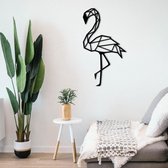Metalen Geometrische Flamingo | Wanddecoratie van metaal | 70x40cm(LxB) | Kunst van Staal | Flamingo | Metalen wanddecoratie | Zwart metaal | Gezwart staal | Tuindecoratie | Modern