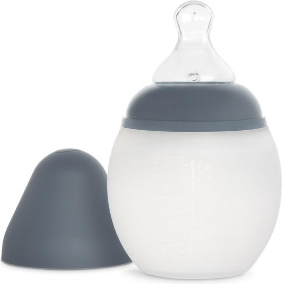 Babyflesje - Silicone Babyfles 150 ml (05 Oz) Blue Grey | Elhée