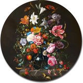 Muurcirkel Vaas met bloemen - Jan Davidsz. de Heem - 40x40 cm - Wandcirkel - Dibond - Aluminium