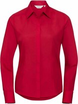 Russell Collectie Dames/Dames Lange Mouwen Poly-Katoen Gemakkelijk Onderhoud Gepaste Poplin Shirt (Klassiek rood)