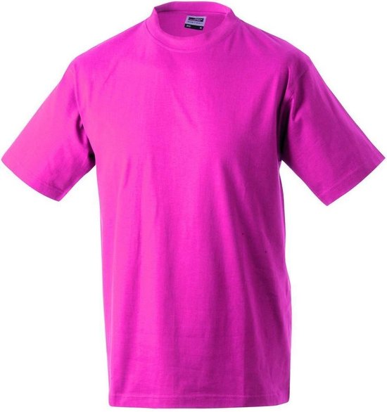 James and Nicholson Unisex Zware Ronde Tee (Roze)