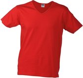 James and Nicholson Heren Slim Fit V Hals T-Shirt (Rood)