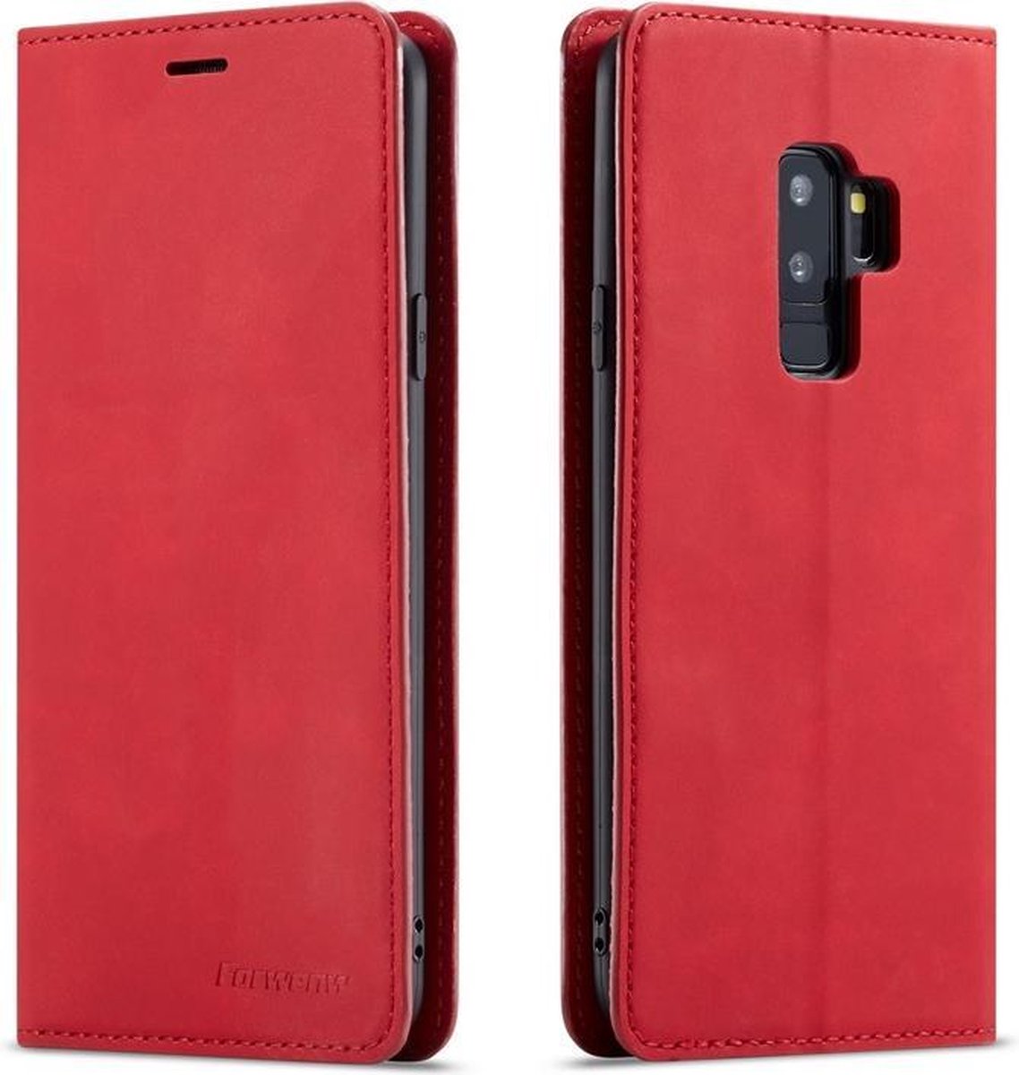 Luxe PU leren Bookcase voor Samsung Galaxy S9 Plus| Hoogwaardig Leren Hoesje | Lederen Wallet Case | Telefoonhoesje | Kaarthouder | Portemonnee | Rood