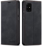Bookcase de Luxe en cuir PU pour Samsung Galaxy A51 | Étui en cuir de haute qualité | Étui portefeuille en cuir | Étui pour téléphone | Titulaire de la carte | Porte-monnaie | Noir