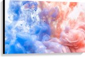 Canvas  - Blauw met Roze Wolkjes - 90x60cm Foto op Canvas Schilderij (Wanddecoratie op Canvas)