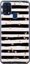 Samsung M31 hoesje siliconen - Hart streepjes | Samsung Galaxy M31 case | zwart | TPU backcover transparant