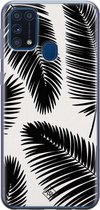Samsung M31 hoesje siliconen - Palm leaves silhouette | Samsung Galaxy M31 case | zwart | TPU backcover transparant