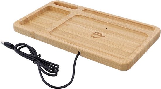 Desk Organiser met draadloze oplader - wireless charger - Desk organier hout  - Bureau... | bol.com