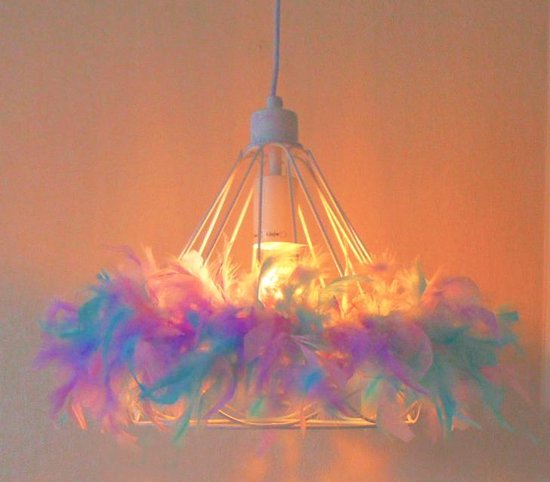 Welkom toevoegen aan Enzovoorts Funnylight Design hanglamp Kiki met veren in pastel multicolour voor de hal  kamer en... | bol.com