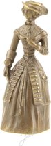 Tafelbel beeld Vrouw Jurk - Bronzen beeldje - Brons - 13,8 cm hoog