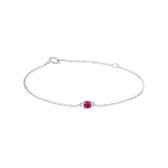 YO&NO - Armband - Zilver -  Anker - Robijn - 3,5mm - 18,5cm - Sieraden Vrouw - Gerhodineerd - Zilver 925