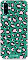 Huawei P30 hoesje TPU Soft Case - Back Cover - Luipaard / Leopard print / Groen