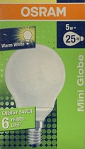 Osram Duluxstar Mini Globe 5W 2700k 250lm E14 kleine fitting spaarlamp