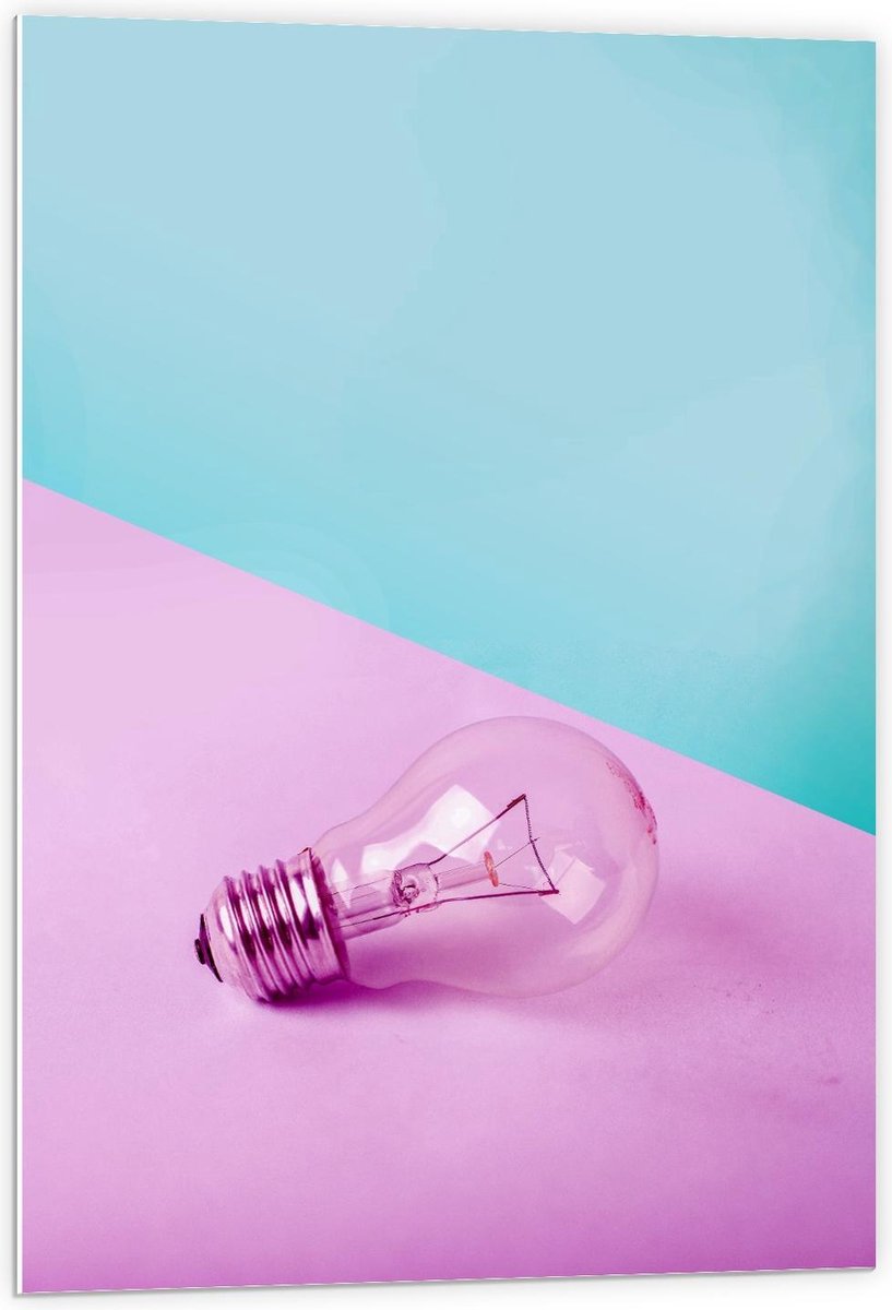 Forex - Paarse Gloeilamp - 60x90cm Foto op Forex