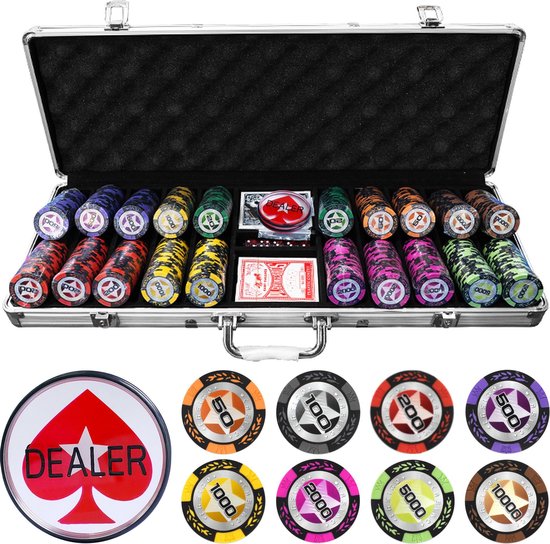 Versnipperd Vermenigvuldiging Regelmatigheid Royal Flush Presidential Edition – Pokerset met 500 Keramische 14 gram  Poker Chips,... | bol.com