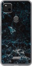 Google Pixel 4a Hoesje Transparant TPU Case - Dark Blue Marble #ffffff