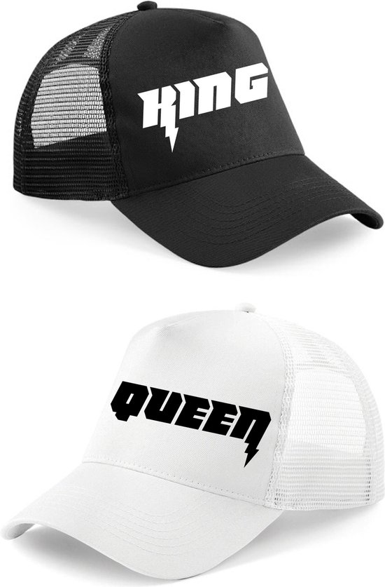 Ensemble de casquettes couple King Queen-2 pièces