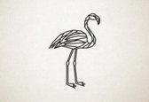 Line Art - Flamingo 4 - S - 60x41cm - Zwart - geometrische wanddecoratie