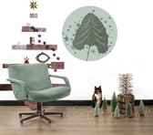 Ideasonthefloor.com – kerst muurcirkel – kerstboom - botanisch – sterretjes – groen - zelfklevend - Ø 50 cm