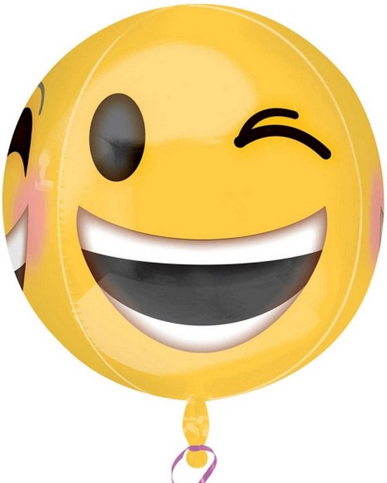Anagram Winking Emoji Supershape Orbz Round Balloon (Yellow)