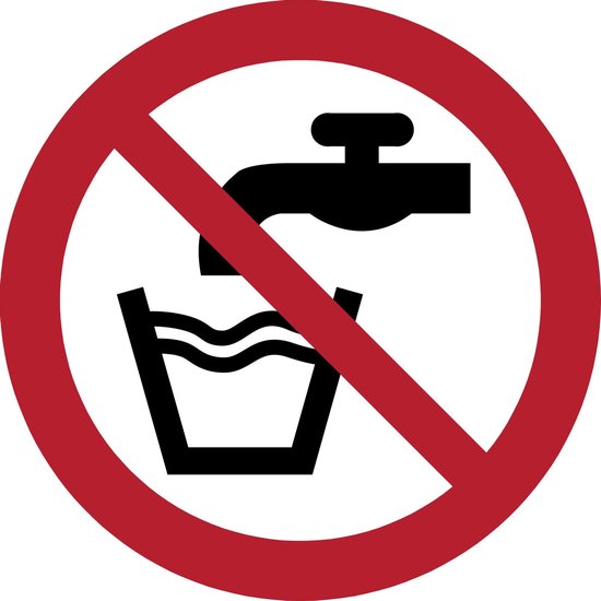 Pictogram bordje Geen drinkwater | Ø 100 mm - verpakt per 2 stuks