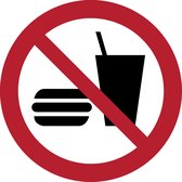 Pictogram bordje Eten en drinken niet toegestaan | Ø 100 mm - verpakt per 2 stuks
