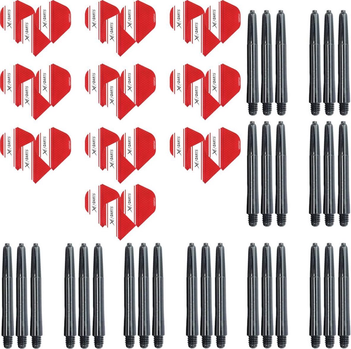 Dragon darts 10 (60 stuks) pack darts shafts en darts flights - XQ Max - darts flights - rood